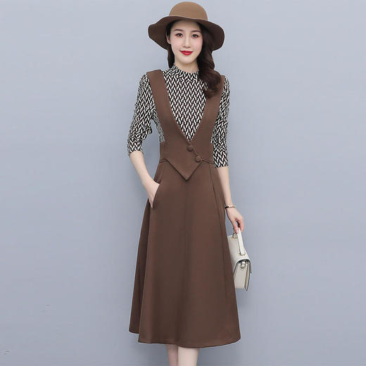 HR WX95539两件套修身显瘦气质时尚背带连衣裙套装 商品图0