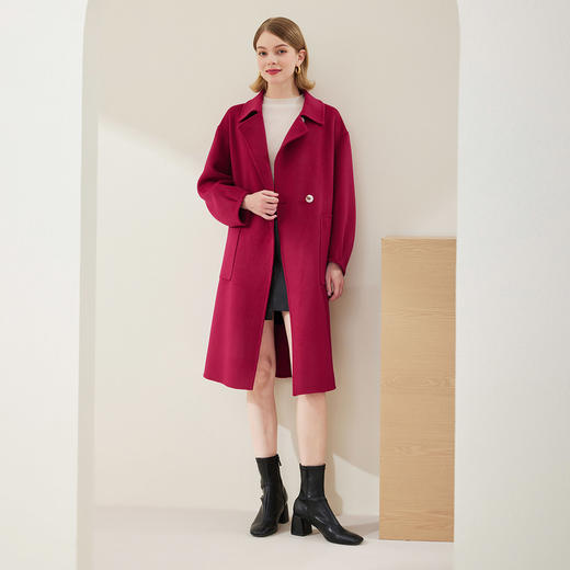 MH9A9瑟俪2022年冬上新商场同款赫本风高端显瘦两粒扣过膝长款大衣外套 商品图1