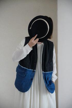 （4折）D project by G黑拼牛仔蓝马甲