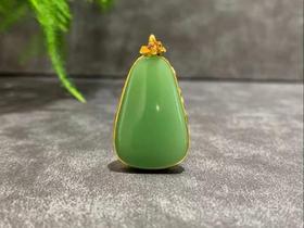 【御珠宫坊】金镶碧玉无事牌吊坠