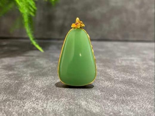 【御珠宫坊】金镶碧玉无事牌吊坠 商品图0