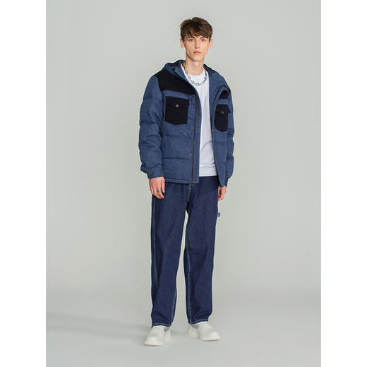 Lee商场同款101+22秋冬新品舒适拼接蓝男羽绒服LMT003619100-769 商品图2