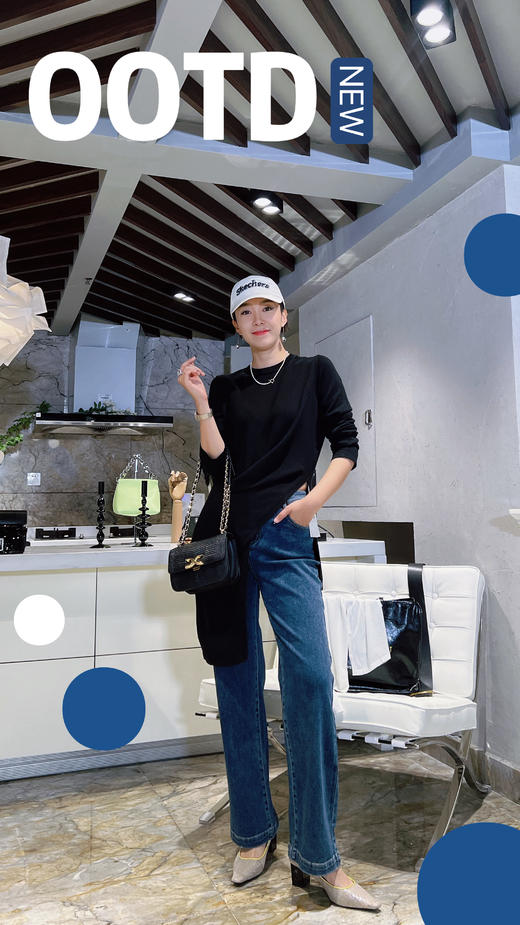 QG22376#百搭长款开衩羊毛衫 商品图0