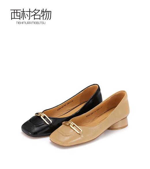 西村名物2022春季新款羊绒流行正装饰扣时装方头单鞋OL白领19271 商品图0