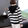 NYL 58669 时尚洋气宽松减龄连帽长袖条纹拉链上衣 商品缩略图2