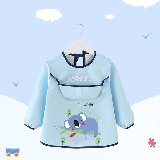 【做轻松妈妈 做干净宝宝】儿童罩衣夏季防水婴幼儿围裙围兜无袖反穿衣宝宝吃饭画画衣带饭兜 商品图14