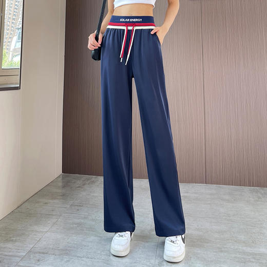 直筒休闲长裤宽松阔腿大码网红弹力高腰系绳裤子 NSM8162 商品图1