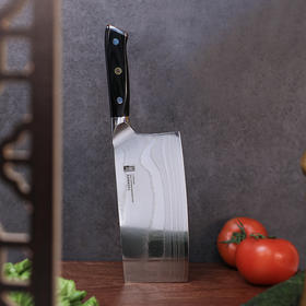 拓 颂系列菜刀日本进口大马士革钢厨刀中式切菜切肉刀花纹钢