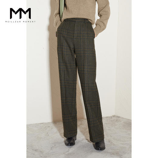 【商场同款】麦檬冬复古格纹高腰直筒裤5CA353161 商品图0