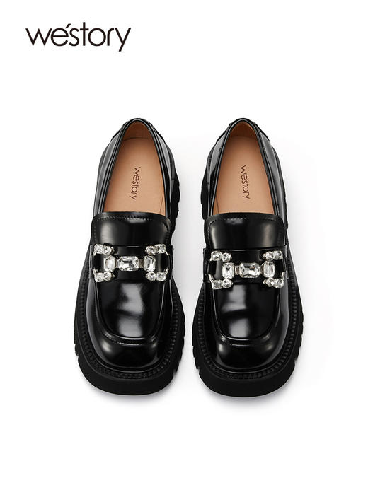 westory设计感一脚蹬真皮厚底jk乐福鞋女2022年新款小皮鞋72761 商品图1
