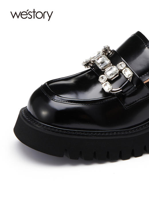 westory设计感一脚蹬真皮厚底jk乐福鞋女2022年新款小皮鞋72761 商品图2