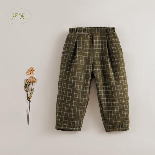 【马克珍妮 芦芙】新款秋装 女童法式格纹呢子萝卜裤221803 商品图0