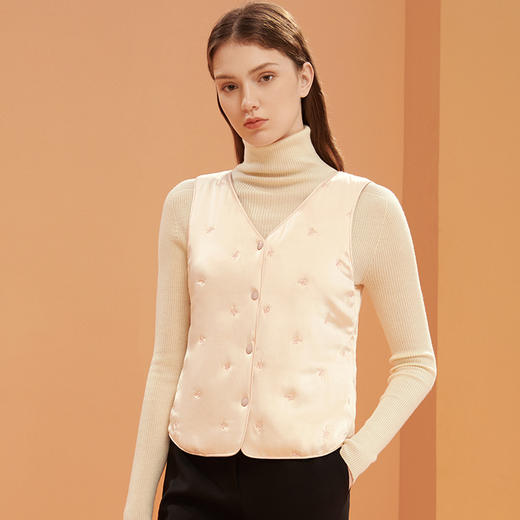 金三塔秋冬丝绵背心新品女100%桑蚕丝填充加厚保暖棉袄马甲  NSFBD734 商品图1