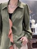 TYNVIE 荷叶边装饰不对称设计长衬衫-军绿色 商品缩略图1