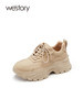 westory2022年秋冬新款厚底百搭圆头系带真皮休闲运动鞋女72931 商品缩略图1