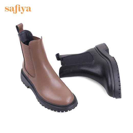 【春节不打烊】Safiya/索菲娅 复古英伦风2022冬季新款切尔西粗跟厚底真皮短靴 SF24116521 商品图8