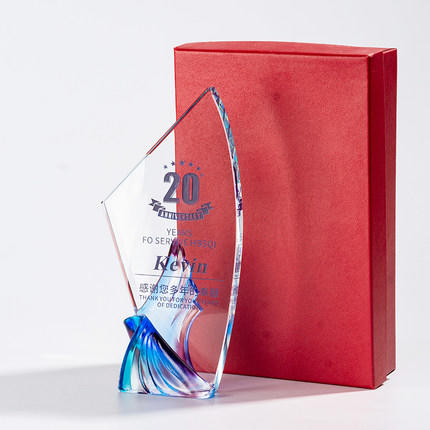 高档琉璃水晶奖杯定制五角星创意荣誉颁奖公司纪念品刻字牌定做 商品图4