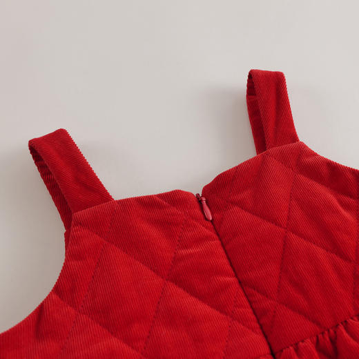 【马克珍妮 芦芙】秋冬新款 女童灯芯绒菱格夹棉背带裙221305 商品图5