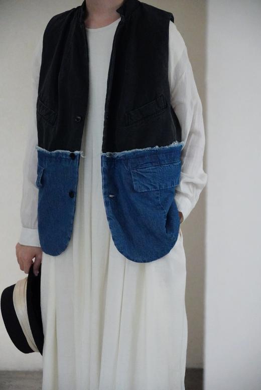 （4折）D project by G黑拼牛仔蓝马甲 商品图4