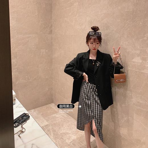 金蘑菇菇【海盐苏打 设计师半裙】格子控！日常不无聊设计感半裙 商品图0