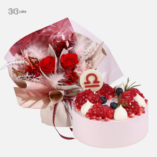 【蛋糕X鲜花】天秤座.奶油蛋糕，可选1.5/2.5磅（fwh） 商品图0