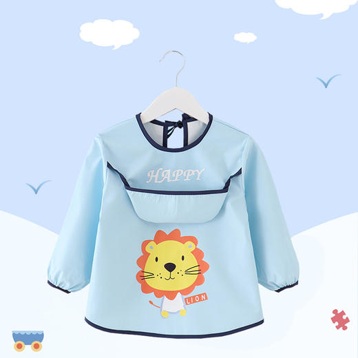 【做轻松妈妈 做干净宝宝】儿童罩衣夏季防水婴幼儿围裙围兜无袖反穿衣宝宝吃饭画画衣带饭兜 商品图2