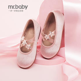 mrbaby童鞋女童单鞋2022年秋季新款公主鞋复古风丝绒休闲防滑皮鞋