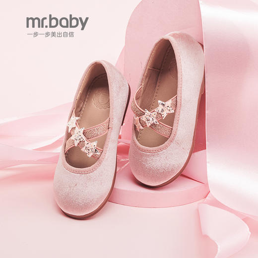 mrbaby童鞋女童单鞋2022年秋季新款公主鞋复古风丝绒休闲防滑皮鞋 商品图0