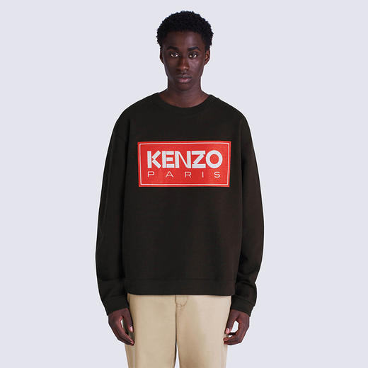 KENZO 高田贤三 男士棉质 KENZO Paris 徽标印花圆领长袖卫衣 黑色 FC65 SW416 4ME 99J 商品图1