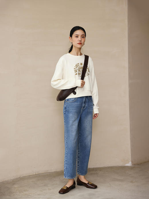 HeyDress复古卫衣女秋季新款圆领宽松休闲字母印花套头运动上衣 商品图2