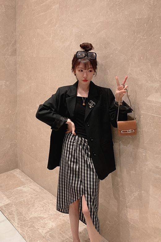 金蘑菇菇【海盐苏打 设计师半裙】格子控！日常不无聊设计感半裙 商品图5