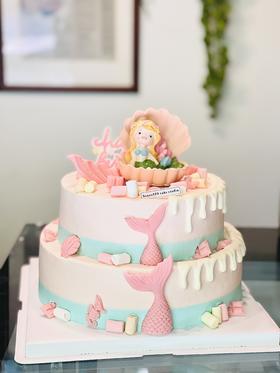 双层人鱼公主蛋糕 （需要打车配送运费自理）