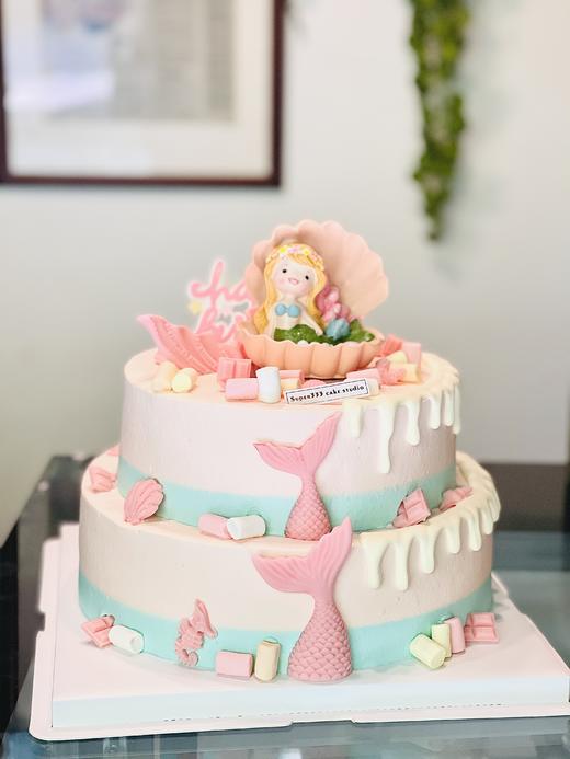 双层人鱼公主蛋糕 （需要打车配送运费自理） 商品图0