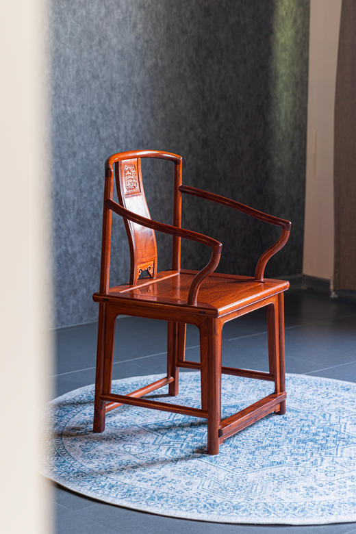 红桥红  家具严选  缅甸花梨（大果紫檀）【颐和园 高扶手南官帽椅】 商品图2