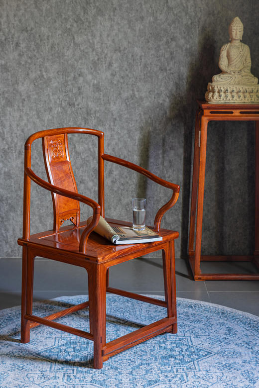 红桥红  家具严选  缅甸花梨（大果紫檀）【颐和园 高扶手南官帽椅】 商品图0