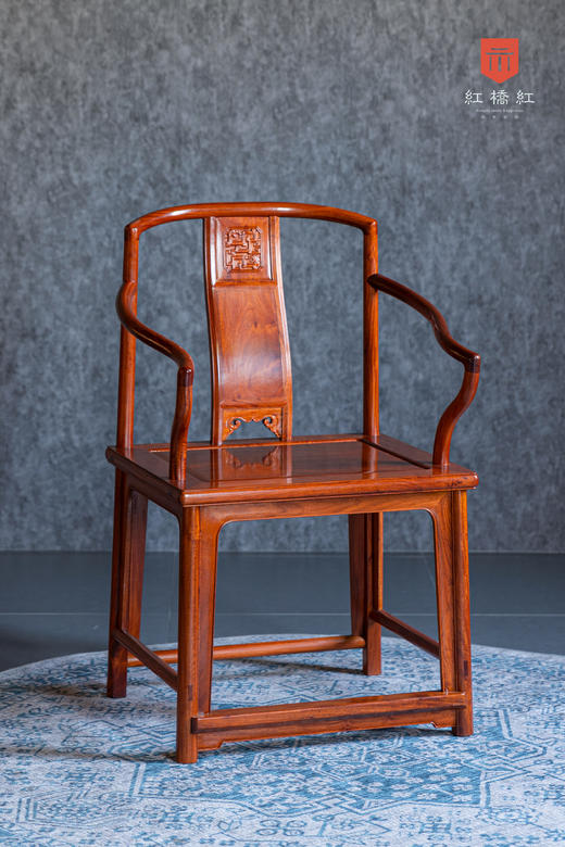 红桥红  家具严选  缅甸花梨（大果紫檀）【颐和园 高扶手南官帽椅】 商品图1
