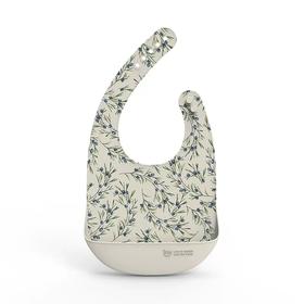 Qlittle水彩印花儿童硅胶围兜饭兜硅胶口水兜防水防脏婴儿围兜 4m+