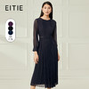 EITIE爱特爱气质高级感网纱垂坠长裙连衣裙纯色通勤秋季新款6007771L 商品缩略图1