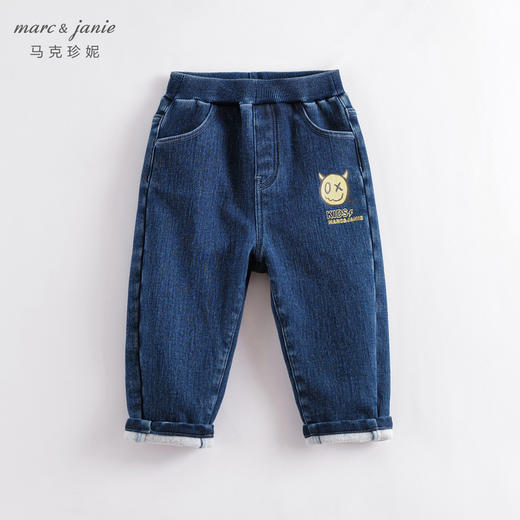 马克珍妮秋冬新款 男童小恶魔加绒直筒牛仔裤221886 商品图1