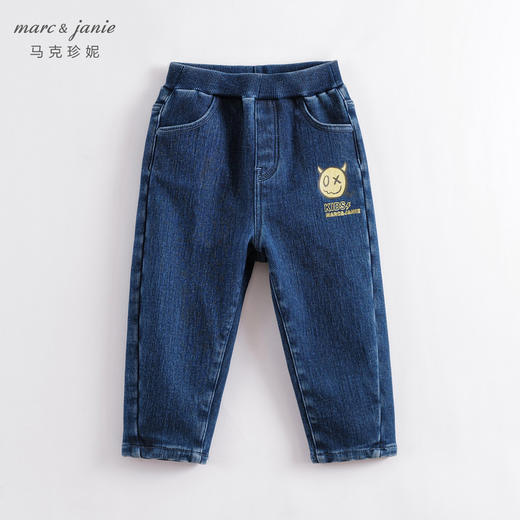 马克珍妮秋冬新款 男童小恶魔加绒直筒牛仔裤221886 商品图0