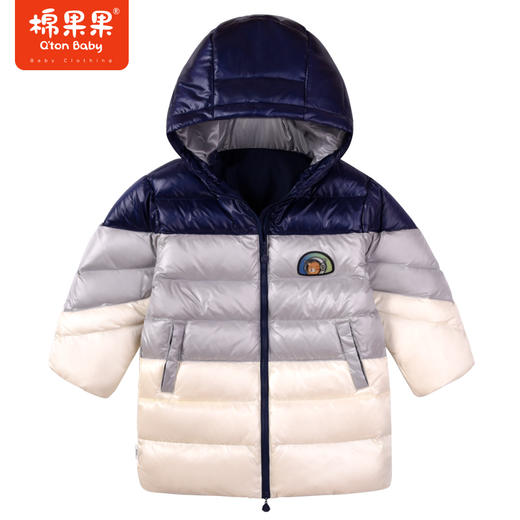 商场同款棉果果冬季保暖压风一件过冬男童拼色长款羽绒服大朵绒M412102922702 商品图1
