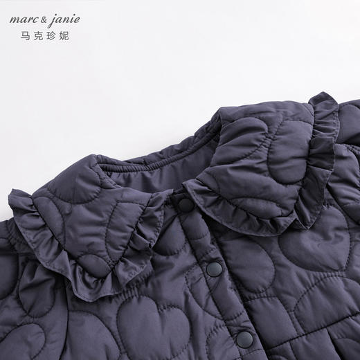 马克珍妮秋冬新款 女童花边大翻领夹棉外套 儿童棉服221588 商品图4