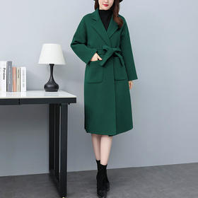 HR WZ229059双面羊毛大衣宽松显瘦赫本风羊毛呢外套