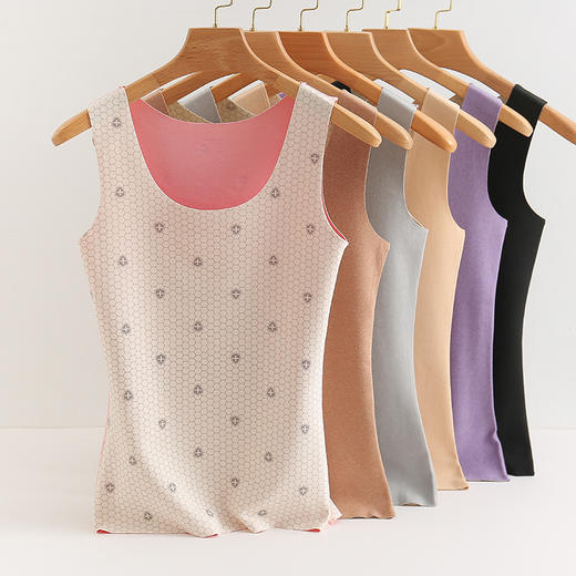 WJ-bx-3 秋冬季纯色圆领修身无痕保暖女士阳离子发热紧身打底内衣小背心 商品图0