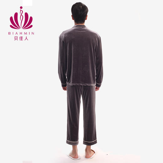 贝佳人2022年秋季新款男士家居服套装秋衣睡衣男保暖厚款 商品图4