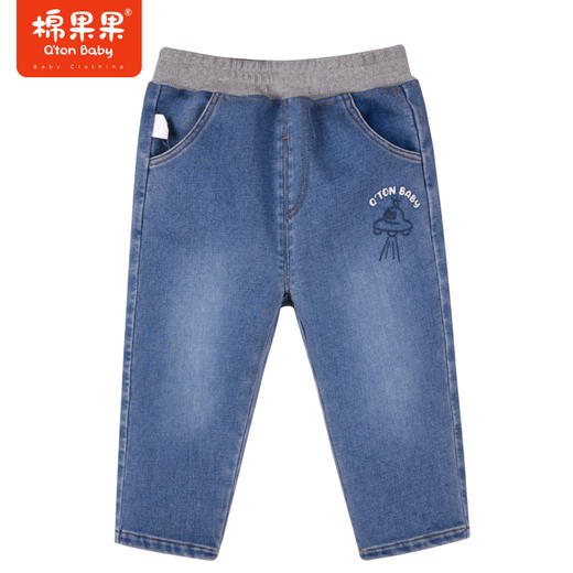 商场同款棉果果冬季男童加厚保暖百搭时尚加绒牛仔长裤M412200422725 商品图0