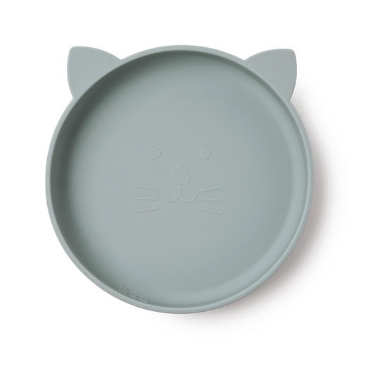 Qlittle硅胶盘 儿童宝宝学吃饭萌趣猫硅胶吸力分格餐盘食品级硅胶训练餐具 易清洗 6m+ 商品图5