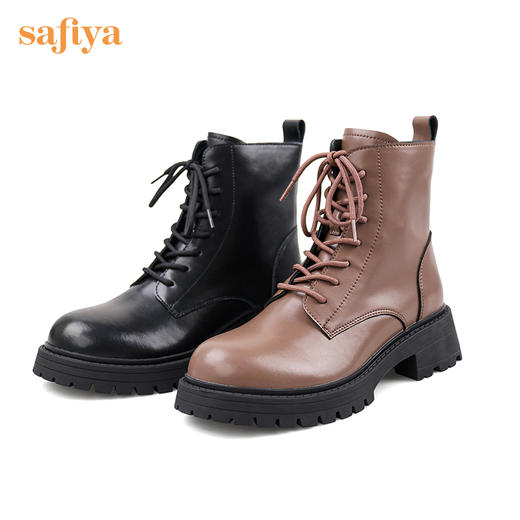 【春节不打烊】Safiya/索菲娅 真皮马丁靴女2022年冬季新款复古厚底高帮系带短靴 SF24116024 商品图8