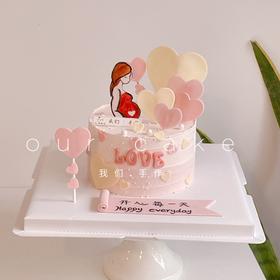 爱心孕妈妈手绘蛋糕-低糖处理无添加