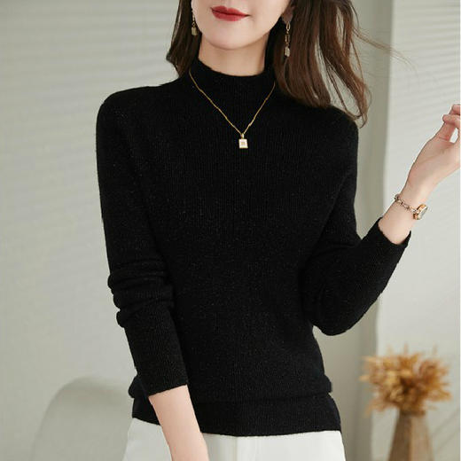ZS-8019秋冬新款羊毛衫女套头宽松半高领长袖针织衫韩版打底女士毛衣 商品图1